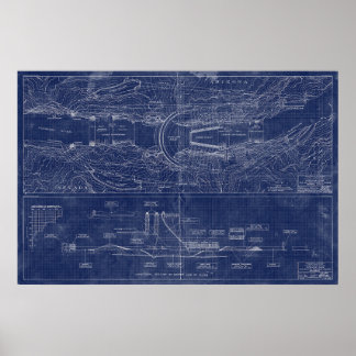 Hoover Dam Blueprint-Stil Schematic Poster