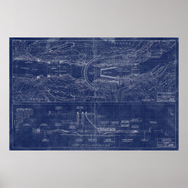 Hoover Dam Blueprint-Stil Schematic Poster