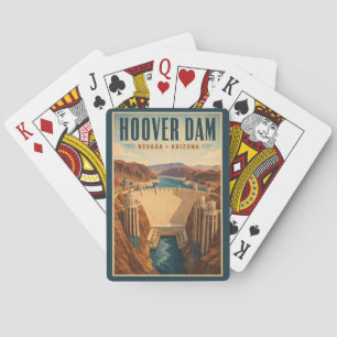 Hoover Dam Kraftverksillustration Resa Konst Casinokort