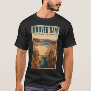 Hoover Dam Kraftverksillustration Resa Konst T Shirt