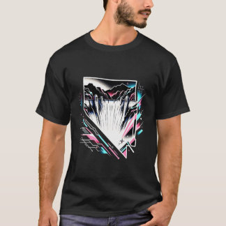 Hoover Dam Nevada Aesthetic 80s Art Vivid Blue T Shirt