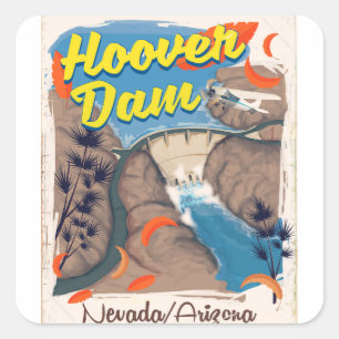 Hoover Dam Nevada/Arizona reseaffisch Fyrkantigt Klistermärke