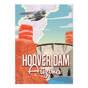 Hoover Dam Nevada Arizona Vintage tecknad Fototryck