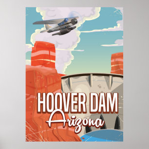 Hoover Dam Nevada Arizona Vintage tecknad Poster