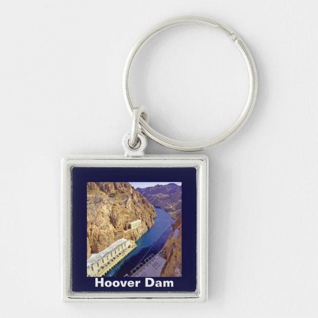 Hoover Dam, Nevada Fyrkantig Silverfärgad Nyckelring (Framsidan)