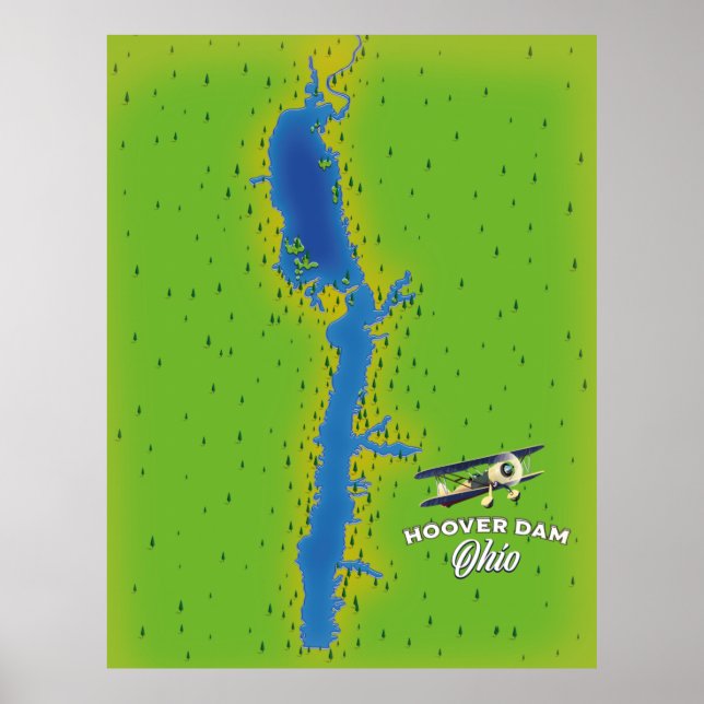 Hoover Dam Ohio Cartographic Karta Poster (Framsidan)