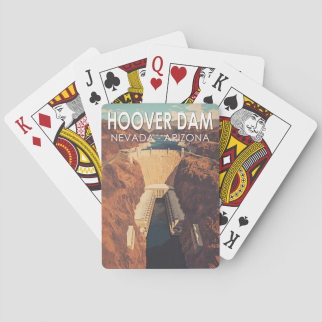 Hoover Dam Travel Art Vintage Casinokort (Baksidan)