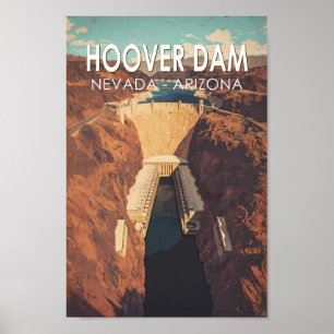 Hoover Dam Travel Art Vintage Poster
