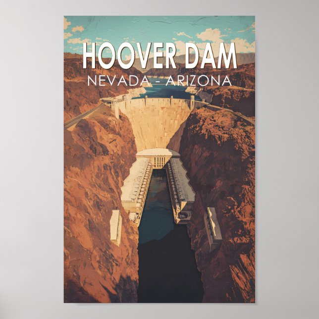 Hoover Dam Travel Art Vintage Poster (Framsidan)