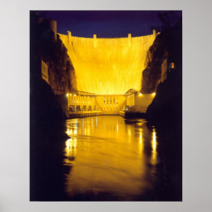 Hoover Dam vid Nattutskrift Poster