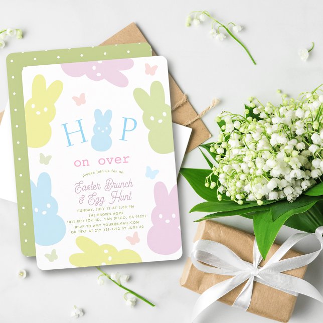 Hop on Over Bunny & Butterfly Easter Brunch Inbjudningar (Skapare uppladdad)