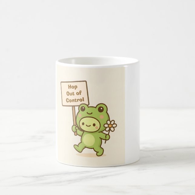HOP Out of Control Frog Cute Whimsical Life Magisk Mugg (Center)
