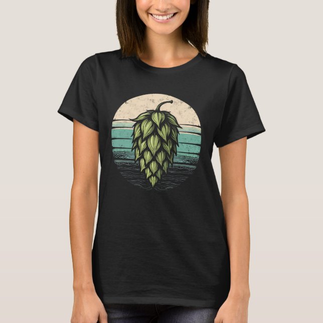 Hop Retro Tee Bryggare Rolig Hantverksöl Dricking  (Framsida)