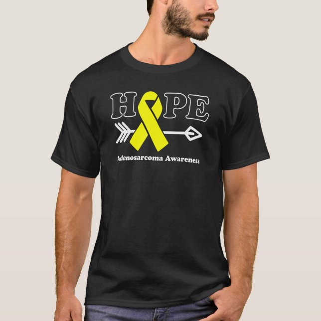 Hope Adenosarcoma Awareness Gult Ribbon T Shirt (Framsida)