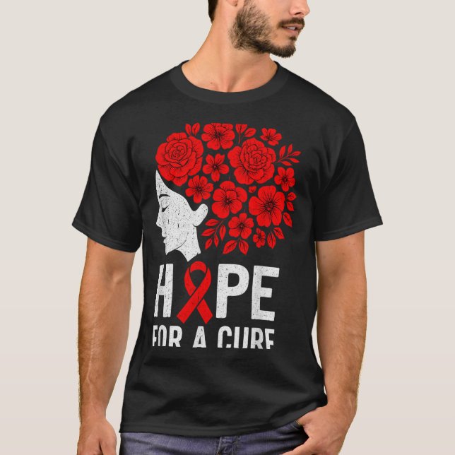 Hope Aids Butterfly Red Ribbon Hiv Aids Awareness  T Shirt (Framsida)