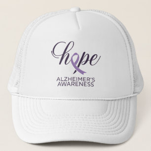 "Hope" Alzheimers Lila Ribbon Script Keps
