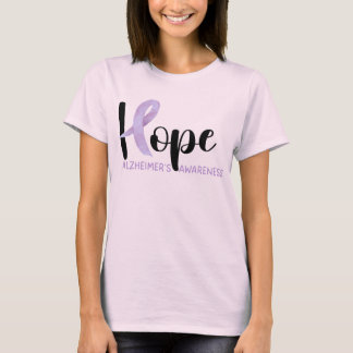 "Hope" Alzheimers Lila Ribbon Script T Shirt