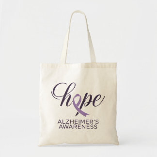 "Hope" Alzheimers Lila Ribbon Script Tygkasse