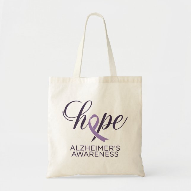 "Hope" Alzheimers Lila Ribbon Script Tygkasse (Framsidan)