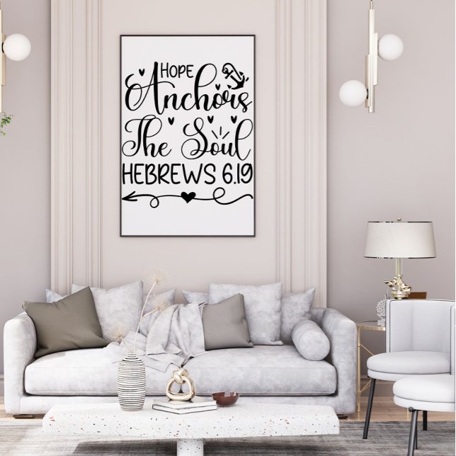 Hope Anchors, Soul Black White Christian Art Poster (Skapare uppladdad)