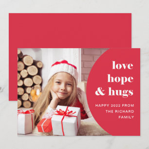 Hope and Hugs Curved Ram Photo Red Julkort