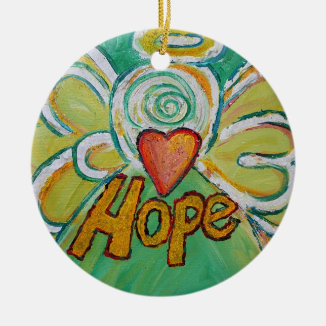 Hope Angel Ord Art Gift Helgdag Ornament (Framsidan)