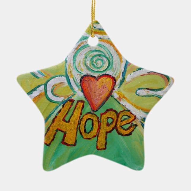 Hope Angel Ord Art Gift Helgdag Ornament (Framsidan)