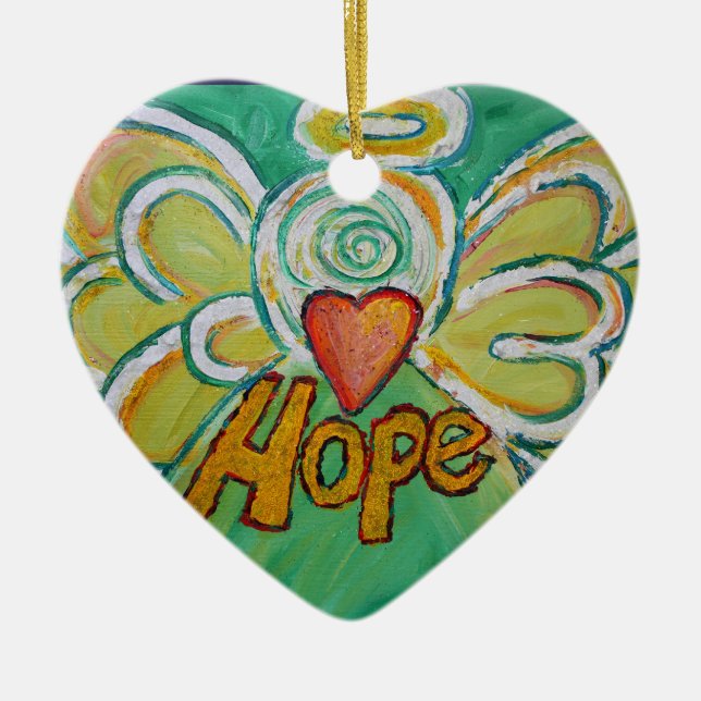 Hope Angel Ord Art Gift Helgdag Ornament (Framsidan)