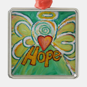 Hope Angel Ord Art Gift Helgdag Ornaments Julgransprydnad Metall