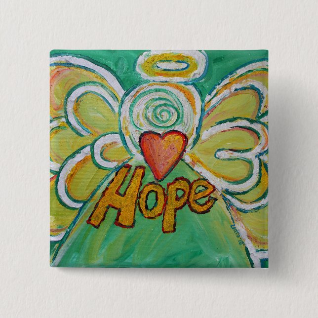 Hope Angel Ord Art Pendant Button Stift Knapp (Framsida)