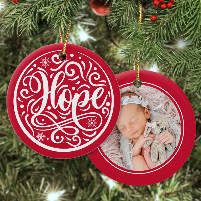 Hope Anpassningsbar Baby Photo jul Helgdag Red Julgransprydnad Keramik (Skapare uppladdad)