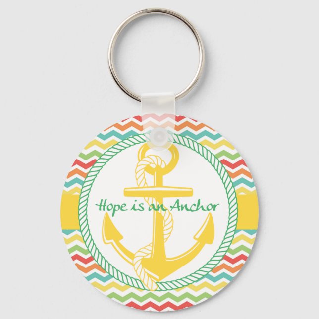 Hope är en anchor Nautical Zigzag Keychains Nyckelring (Framsida)