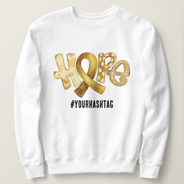 Hope Awareness Ribbon Personalized Hashtag T Shirt (Design framsida)