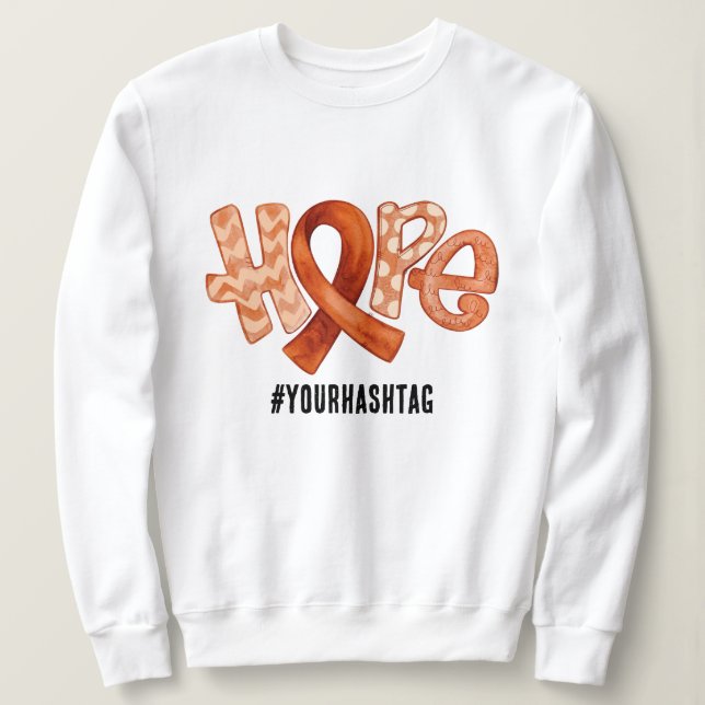Hope Awareness Ribbon Personalized Hashtag T Shirt (Design framsida)