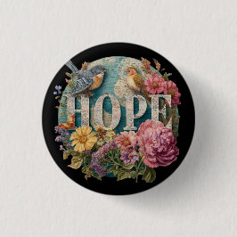 Hope Blommigt Typography with Birds and Botanical Knapp