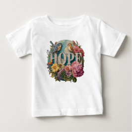 Hope Blommigt Typography with Birds and Botanical T Shirt