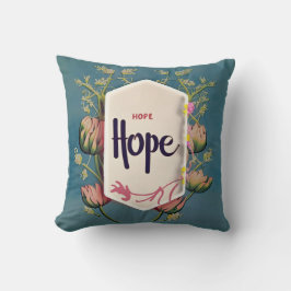 Hope Blooms - Elegant Blomster Typografi  Kudde