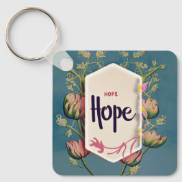 Hope Blooms - Elegant Blomster Typografi  Nyckelring