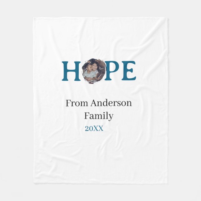 Hope blue holidays bold letter kids photo name yea fleecefilt (Framsidan)