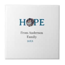 Hope blue holidays bold letter kids photo name yea kakelplatta