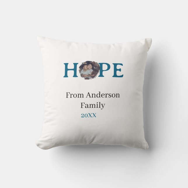 Hope blue holidays bold letter kids photo name yea kudde (Framsida)