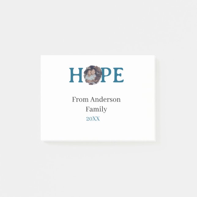 Hope blue holidays bold letter kids photo name yea post-it block (Framsida)