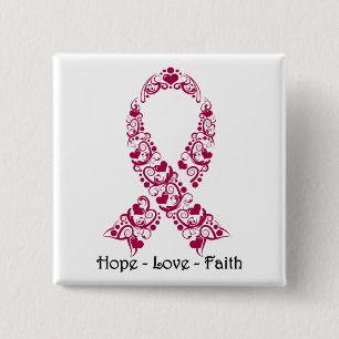 Hope Burgundy Awareness Ribbon Knapp