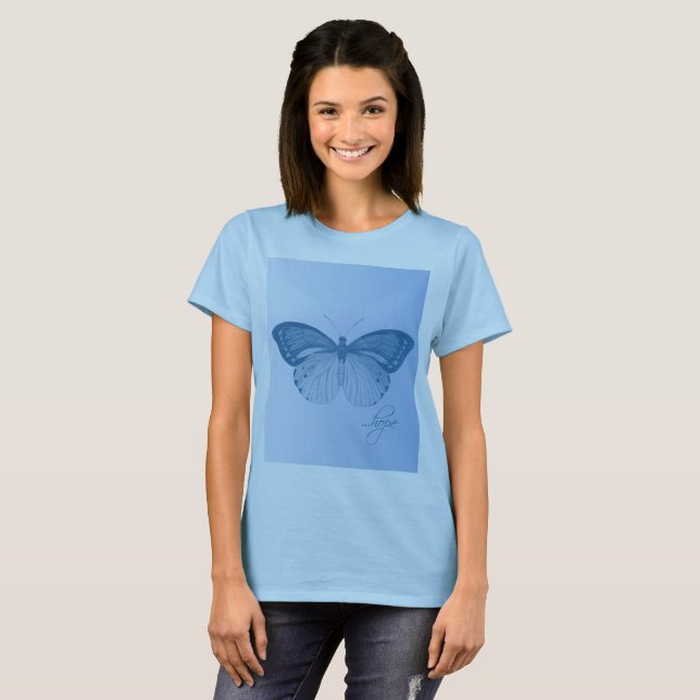 Hope Butterfly Blue T Shirt (Hel framsida)