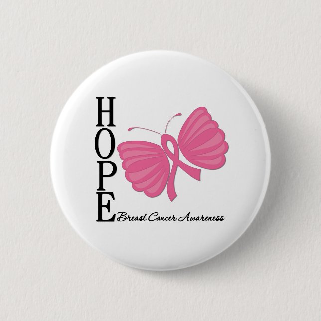 Hope Butterfly Breast Cancer Knapp (Framsida)