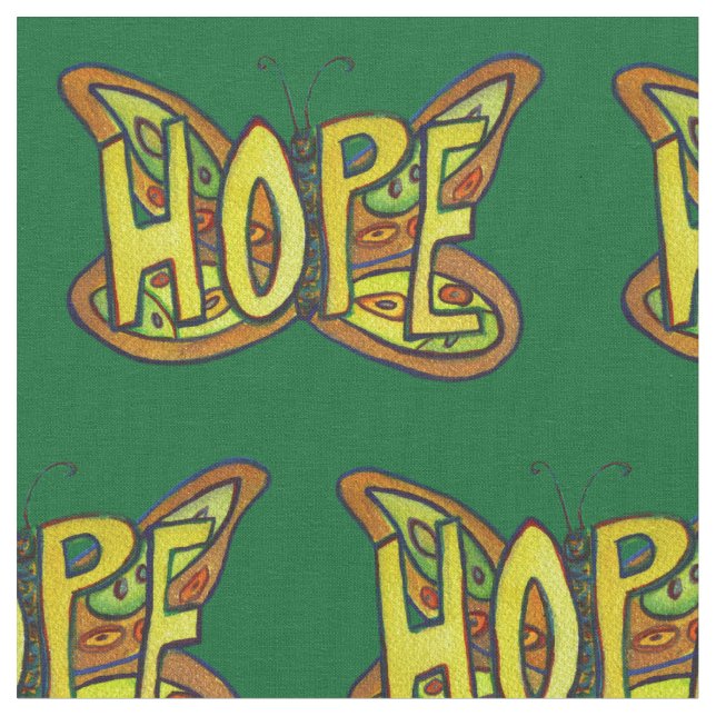 Hope Butterfly Inspirational Ord Fabric Material Tyg (Närbild)