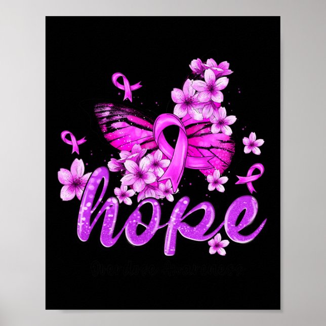 Hope Butterfly Lila Ribbon Overdose Awareness Poster (Framsidan)