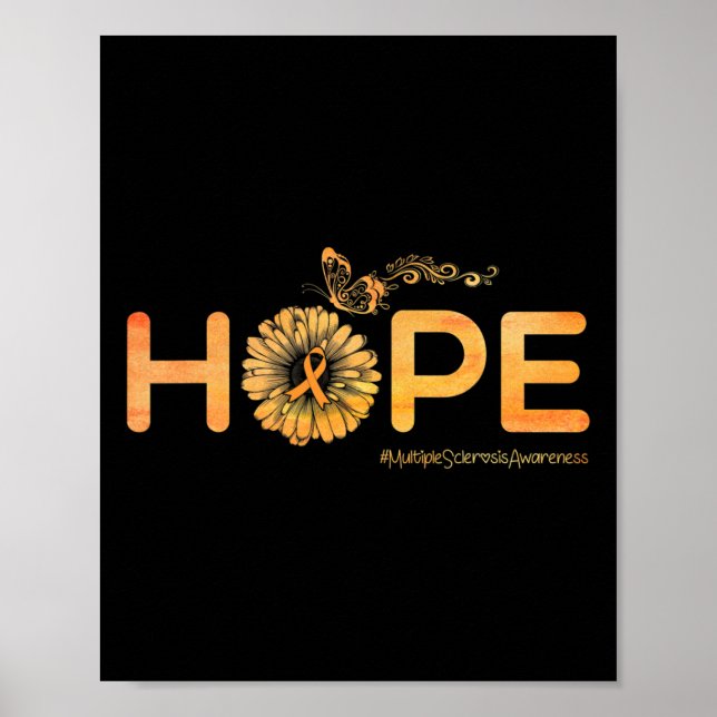 Hope Butterfly Många Sclerosis Awareness Gifts Poster (Framsidan)
