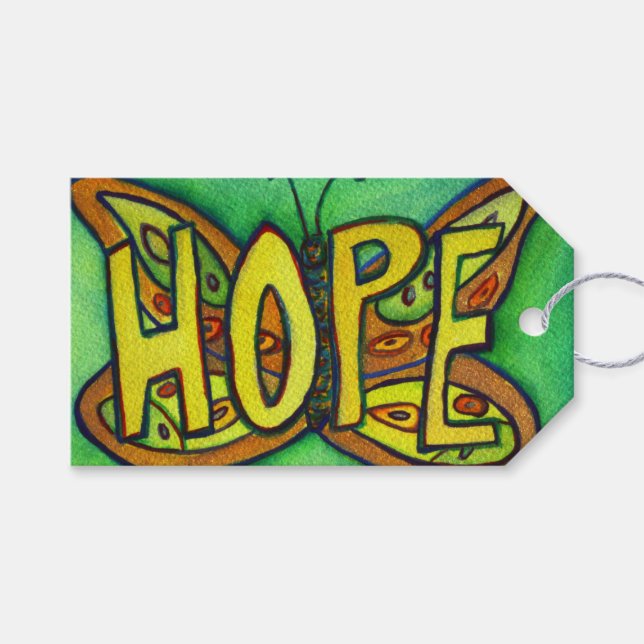 Hope Butterfly Ord Anpassningsbar Card Gift-Märkre Presentetikett (Framsidan (Horisontell))