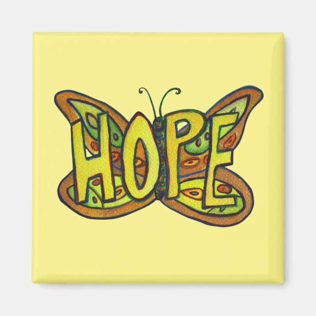 Hope Butterfly Ord Art Inspirational Magnet (Framsidan)